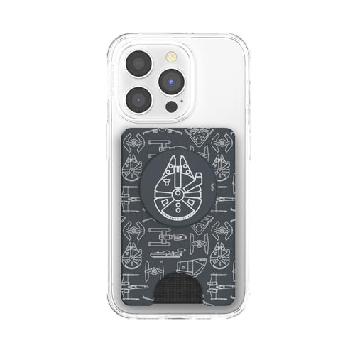 Image of PopSockets Adhesive Phone Wallet and Card Holder with Grip, Star Wars - Millennium Falcon
