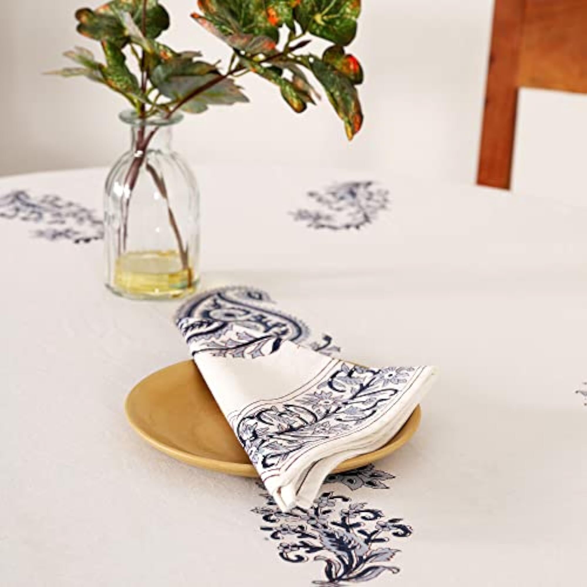 Pure Cotton Block Printed Round Table Cover for Decoration