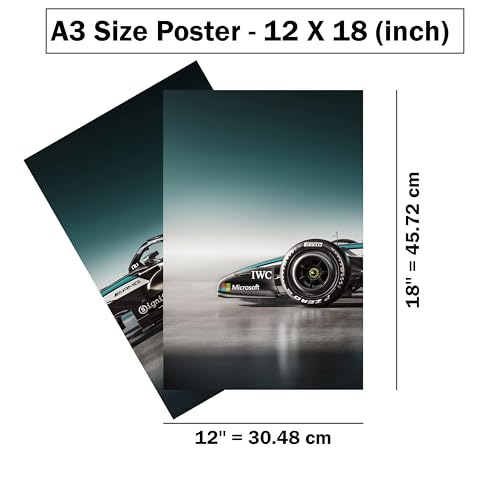 Image of Wrap & Wish 2026 Mercedes AMG F1 W17 E-Performance Side View Wall Split Posters Set (A3 Size, 12x18 Inch) | Pack of 3 | Vintage F1 Designs & Marvel Room Decor