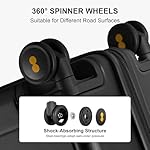 LEVEL8 Elegance Checked Luggage, 24 Inch Hardside Suitcase, Lightweight Matte Hardshell with Tsa Lock, Large Suitcases with Spinner Wheels, Black - Image 5