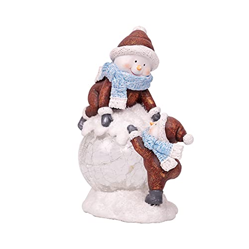 Snowman Reindeers Christmas Decorations Light Up Indoor Snowman Figurines Hand-Painted Resin Tabletop Christmas Snowman Statues With Led Lights For Holiday Home Outdoor Ornaments (Snowman) #TOP1