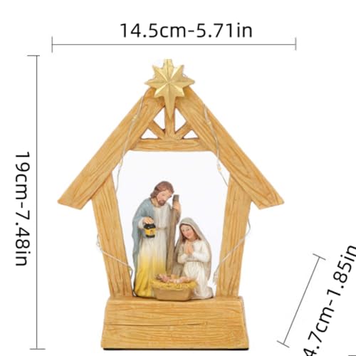 Wooden Jesus Nativity Scene Horse Trough Ornament & Led Lights, Home Decor - image 2
