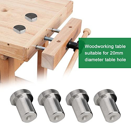 4 Stück Bench Dog Bankhaken 20mm, Aluminiumlegierung Bench Dogs Bankstopps Bank-Hundeklemme für T-Track, Holzbearbeitungstisch Werkbank Werkzeug Hobelbank Zubehör für 20 mm Hundeloch Silber