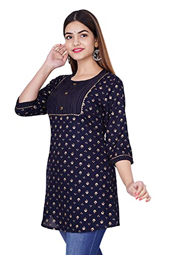 Image of Shiva Fab Short Kurti for Women | Embroidered Straight Rayon Kurta | Round Neck Full Sleeves Short Kurti for Women's