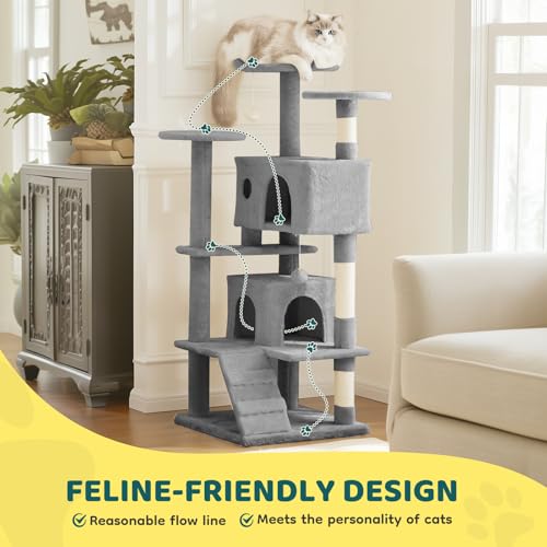 Image of Sweetcrispy 54-inch Cat Tree Tower with Scratching Posts, Indoor Use