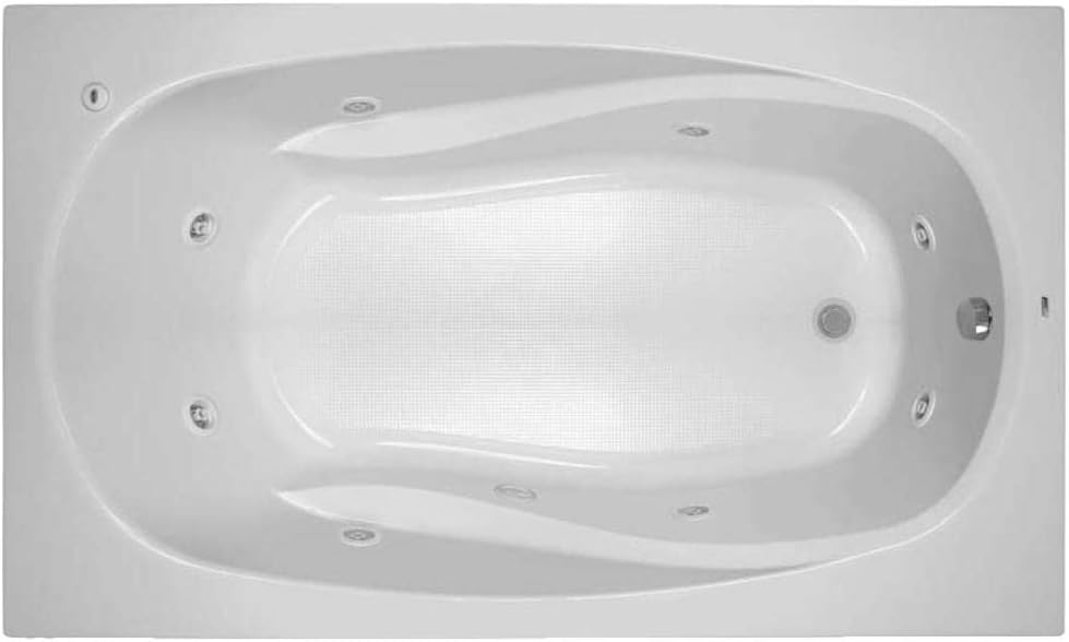 PROFLO PFWPLUSA7242 Lansford 72" x 42" Whirlpool Bathtub with 8 Hydro Jets and EasyCare Acrylic - Drop In or Alcove Installation - White