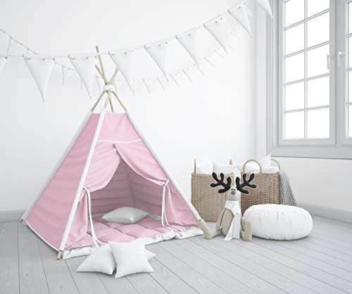 Barnlekstält teepee set för barn, leksakstält, indisk teepee, teepee, med fönster, lektält för barnrum, baby