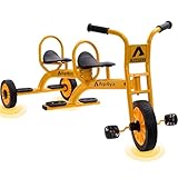 Ageliya Kids Tandem Tricycles for 3-5 Year olds, Preschool Pedal Trike for Group Yard Play, Sturdy Metal Frame,Solid Rubber Tires, Ideal for Outdoor Daycare Playground Kindergarten Joyride