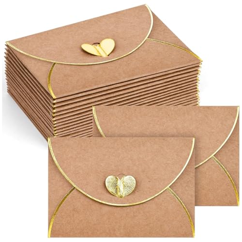 JOHOUSE 50PCS Brown Mini Gift Card Envelopes, 4 X 2.8 inches