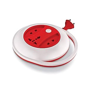 SYSKA SSK-PW-0302-WR Power Wheel with Surge Protection, Strong ABS Material Body, 4 Meter Long (White-Red)