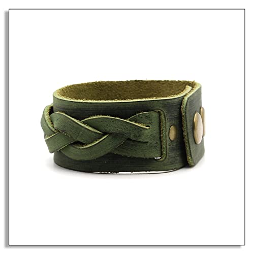 Punk Rock Braided Wide Leather Bracelet Adjustable Cuff Bracelet4