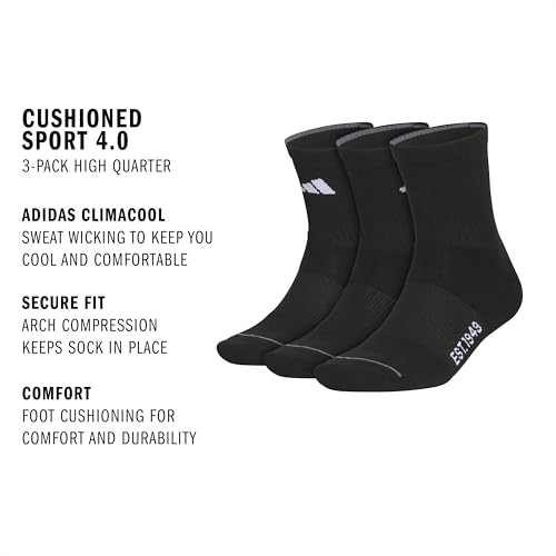 Image of adidas Cushioned Sport High Quarter Socks 3-Pairs Durable & Comfortable