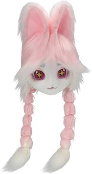 Animal Bunny Head Mask Fursuit Cute Plush Anime Masks for Halloween Masquerade Cosplay Costume Accessory