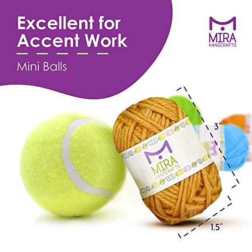 Mira HandCrafts Premium Value Yarn Pack - 24 Acrylic Yarn Skeins- Perfect for Any Crochet and Knitting Mini Project - Resealable Bag
