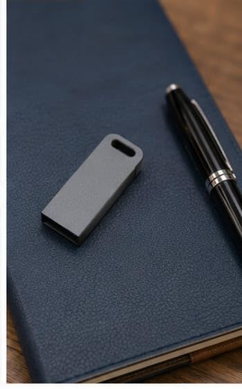 Image of Compact Metal USB Flash Drive, Space Grey, with Keyring, Portable Storage for Laptop and PC
