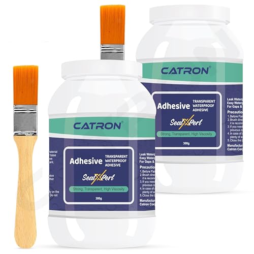 Catron Waterproof 2 Crack Seal Agent SealXpert Roof Water Leakage Solution 600g,Transparent Waterproof Glue with Brush