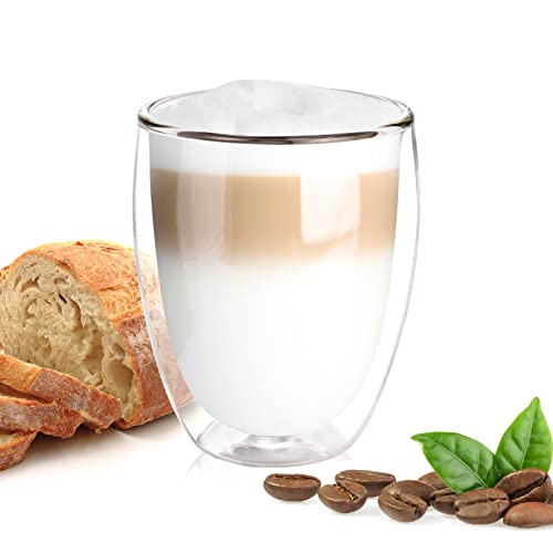 Mesybveo 4 Tazas de Espresso 350 ML de Vidrio