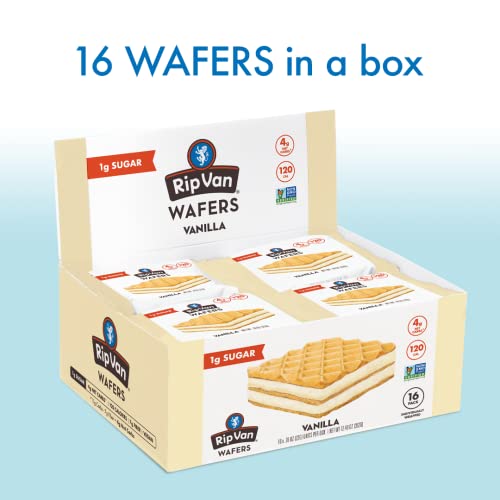 Rip Van Vanilla Wafer Cookies - Keto Snacks - Non-Gmo Snack - Healthy Snacks - Low Carb & Low Sugar (2G) - Low Calorie Snack - Vegan - 16 Count #TOP1