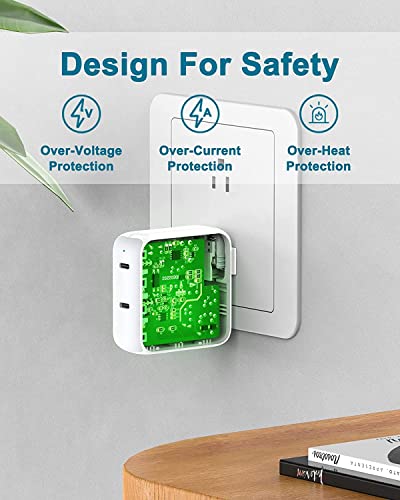Image of Charger for MacBook Air MacBook Pro 13 14 15 16 inch 2024 2023 2022 2021 2020 2019, M1 M2 M3, iPad Pro Air Mini, iPhone 15 Pro Max Plus, 67W Dual Port USB C Power Adapter, 6.6FT USB-C Charging Cable