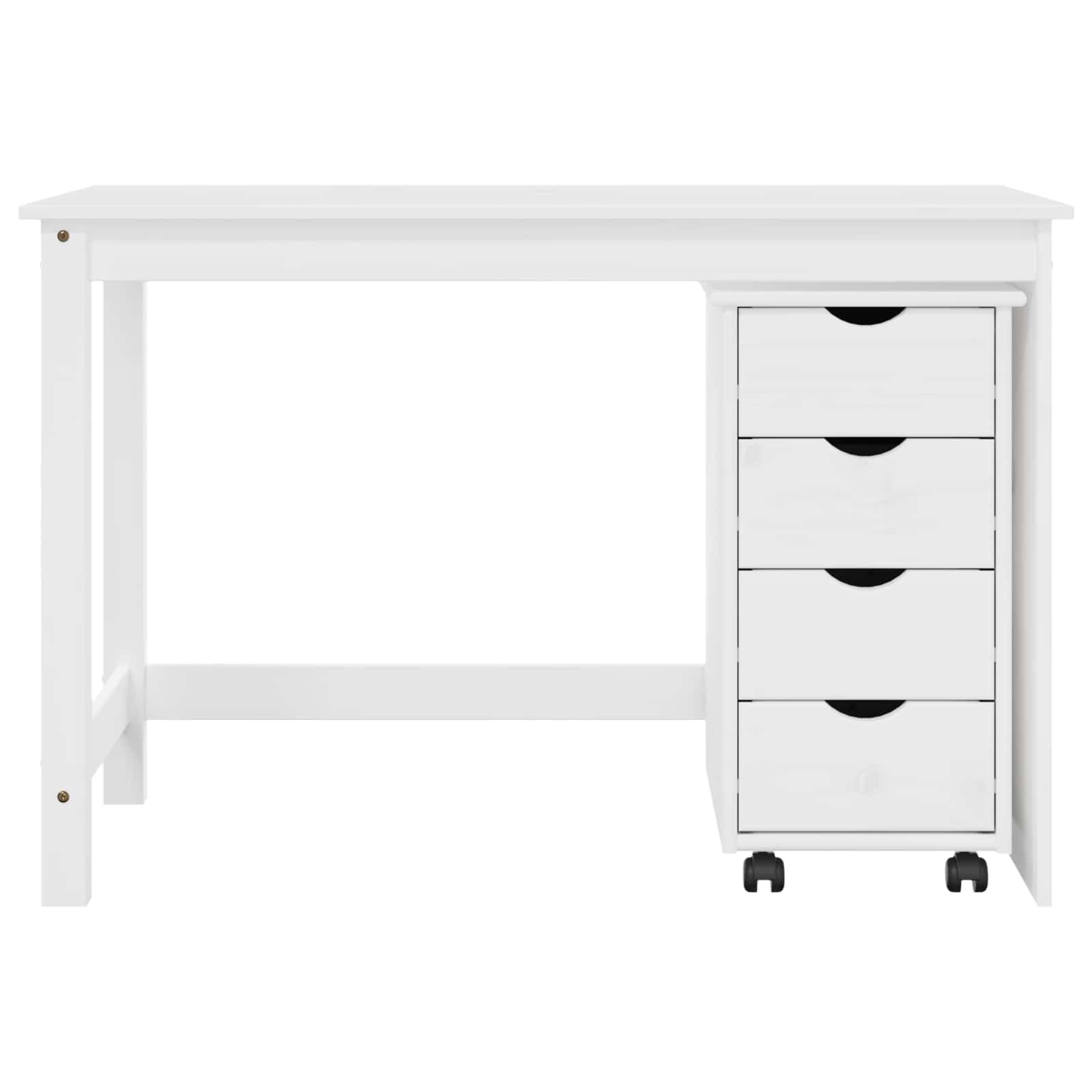 Set Scrivania e Armadietto 2 Pezzi Bianco, Legno Massello di Pino, 4
