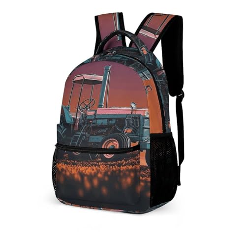 Aesthetic Tractor Backpack for Travel, Ultra Durable Small Bookbag Lightweight Daypack for Women Men4