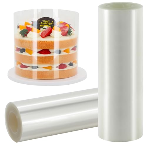 Qmino Cake Collar, Transparent Cake Rolls, Clear Cake Strips, DIY Acetate Sheet, Surrounding Edge for Baking Decorate, Chocolate Mousse Cake Elegant Cake Wrapping 6X394 inch