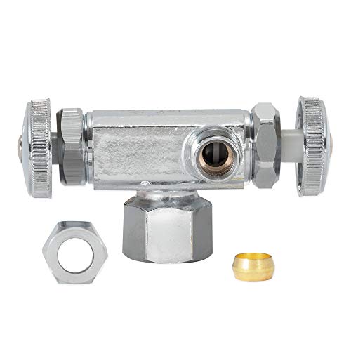 Eastman 3/8 Inch Od Compression X 3/8 Inch Od Compression X 1/2 Inch Fip Multi-Turn Dual Handle Three Way Stop Valve, Brass Plumbing Fitting, Chrome, 04325Lf #TOP1