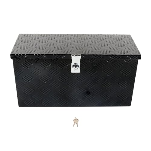 SSN 24 In Black Aluminum Tool Box 5 Bar Tread ToolBox for Truck Bed Car Outdoor Trailer Pickup Underbody RV ATV Storage Underbed Tools Organizer with Side Handle and Lock 24