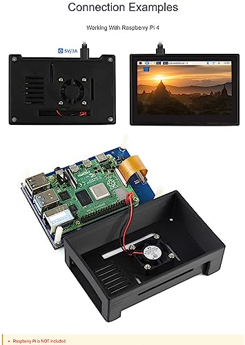 Image of 4.3inch DSI LCD Display with Case for Raspberry Pi 4B, 800x480 Capacitive Touchscreen MIPI DSI Interface IPS Wide Angle, Supports Raspbian /Ubuntu /Kali / WIN10 IoT /Retropie, Driver Free