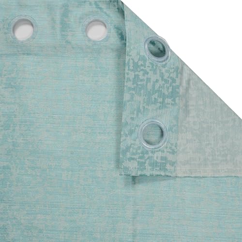 Image of Crosshatch Pastel Blue Polyester Window Curtains 5 Feet | Darkening Drapes with Eyelets | Set of 1 Panel for Living Room, Bedroom & Office