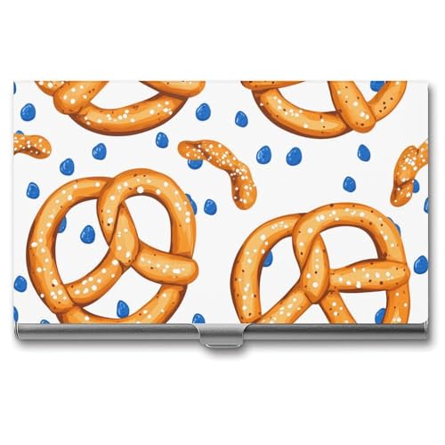 Pretzels Pattern Slim Business Card Holder Wallet for Men & Women Pocket Metal Case 3.7x2.2x0.3 Inches
