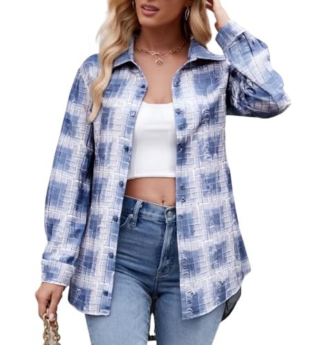 Alex Vando Womens Flannel Shirt Regular Long Sleeve Button Down F...