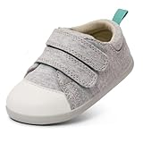 Ten Little First Walker Baby Shoes & Toddler Shoes for Boys & Girls - Lightweight, Breathable Cotton Baby Walking Shoes - Non-Slip, Wide-Feet Walking Shoes for Babies - Heather Gray, Size 5