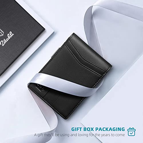 Zitahli Thin Wallet For Men Slim Money Clip Minimalist Card Holder Leather Bifold Rfid Blocking Mens Front Pocket Wallets With 12 Slots Gift Box Black #TOP5