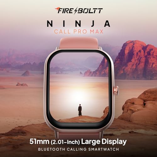 Image of Fire-Boltt Ninja Call Pro Max Bluetooth Calling Smart Watch, 2.01 inch HD Display, 120+ Sports Modes, Health Suite, AI Voice Assistance, SpO2 & Heart Rate Monitor Smartwatch for Men & Women - Pink
