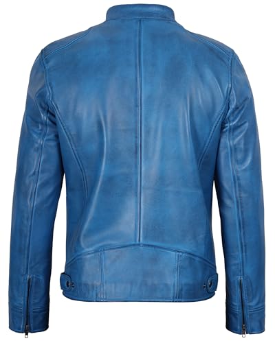 Image of Decrum Mens Leather Jacket - Cafe Racer Style Real Lambskin Leather Jacket Men
