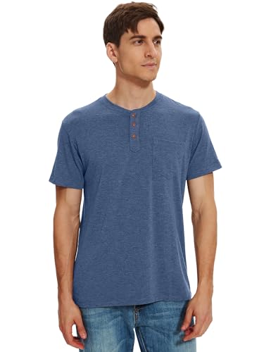 OZL Mens Casual Short Sleeve Henley Shirts Fashion Button T Shirts with Pocket3