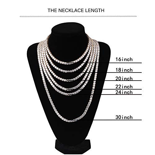 JINAO 6MM Tennis Chain Necklace 18k Gold Plated 1 Row Lab Simulated Diamond Iced Out Cubic Zirconia Chain Men's Hip hop Tennis Choker Necklace Chain for Men Women4