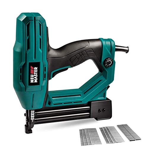 Electric Brad Nailer, NEU MASTER NTC0040 Electric Nail Gun/Staple Gun for Upholstery, Carpentry and Woodworking Projects, 3/4'' Narrow Crown Staples 200pcs and Nails 800pcs Included (Renewed)