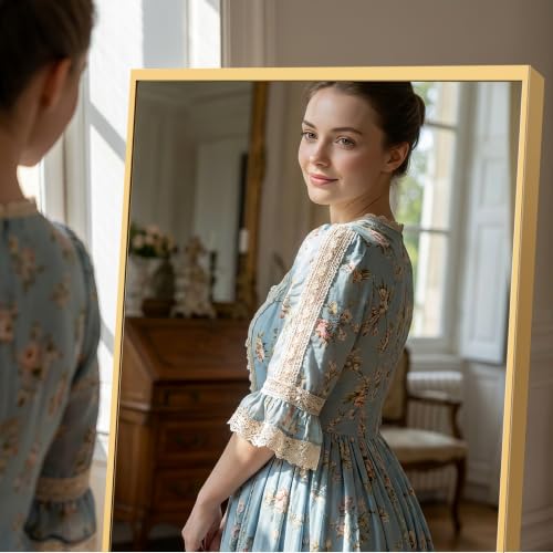 Image of Gold Mirror Full Length, 21 inchx64 inch Rectangle Full Body Mirror with Stand