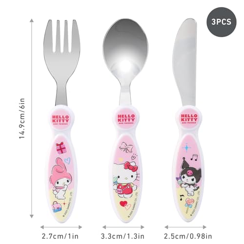 Hello Kitty & Friends Children's Kids 3pcs Cutlery Set - Knife/Fork/Spoon