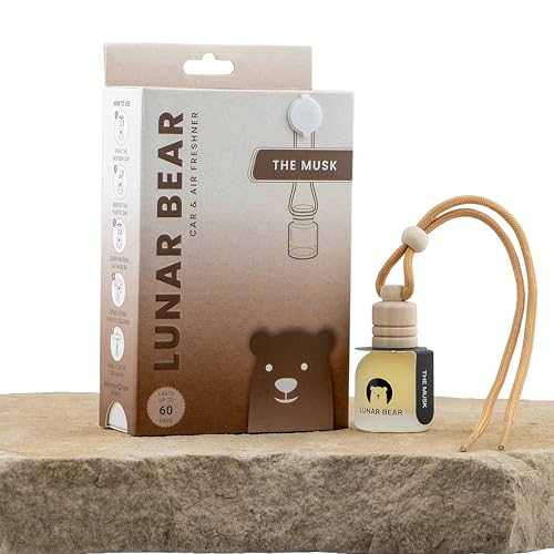 Image of LUNAR BEAR The Musk Car Air Freshener | Hanging Car Perfume Diffuser with Protective Case | Luxury Car Fragrance Made with Premium Essential Oils | Alcohol Free & Long Lasting