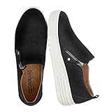 CUSHIONAIRE Women's Nissa Casual Zipper Slip on with +Memory Foam & Wide Widths Available, Black, 6.5