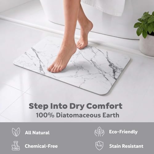 Extra Large Stone Bath Mat for Bathroom Floor (32" x 20") | Non Slip Super Absorbent Quick Dry Diatomaceous Earth Bath Mat | XL Diatomite Stone Bath Shower Mat | White by NEXSE - Used condition - Image 5