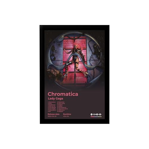 Image of BLINKART lagyGaga- Chromatica Wall Photo Frames | Wall Art for Bedroom, Living Room, Studio or Office | Album Cover Print with Spotify Song Link QR Code | Gift for Fans - 8x12 In