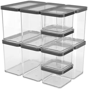 Rotho Loft Set of storage tins 10 pcs. LOFT, Plastic (PP) BPA-free, black, (32.3 x 22.3 x 32.4 cm) image 5
