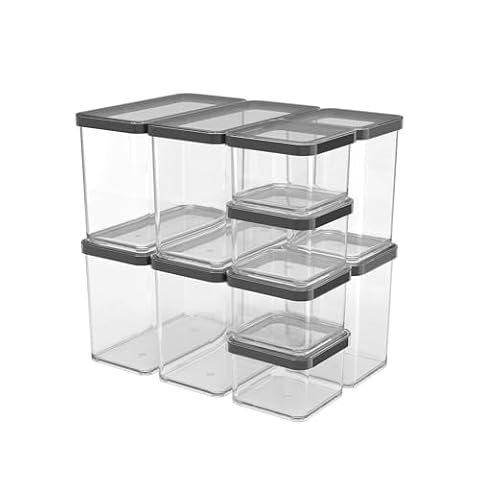 Rotho Loft Zestaw puszek do przechowywania 10 szt. LOFT, tworzywo sztuczne (PP) bez BPA, czarne, (32,3 x 22,3 x 32,4 cm)