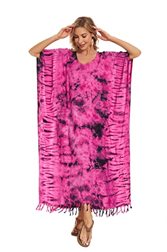 Image of Beautybatik Women Hippie Tie Dye Caftan Kaftan Loungewear Maxi Plus Size Long Dress XL to 4X