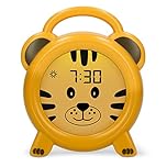 Alecto BC100TIGER - Réveil éducatif pour Enfant - Appareil de Sommeil pour Enfants - Apprendre à Dormir et à se réveiller avec réveil LED pour Enfants - Jaune