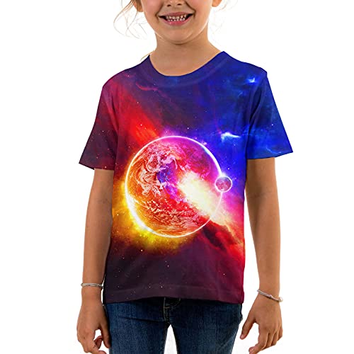 Asylvain Boys Girls Shirts Short Sleeve 3D Print Funny Colorful Tee Shirts for Kids Size 6-164